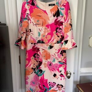 Nine West Women's Vibrant Floral Long Sleeve Dress size 10
